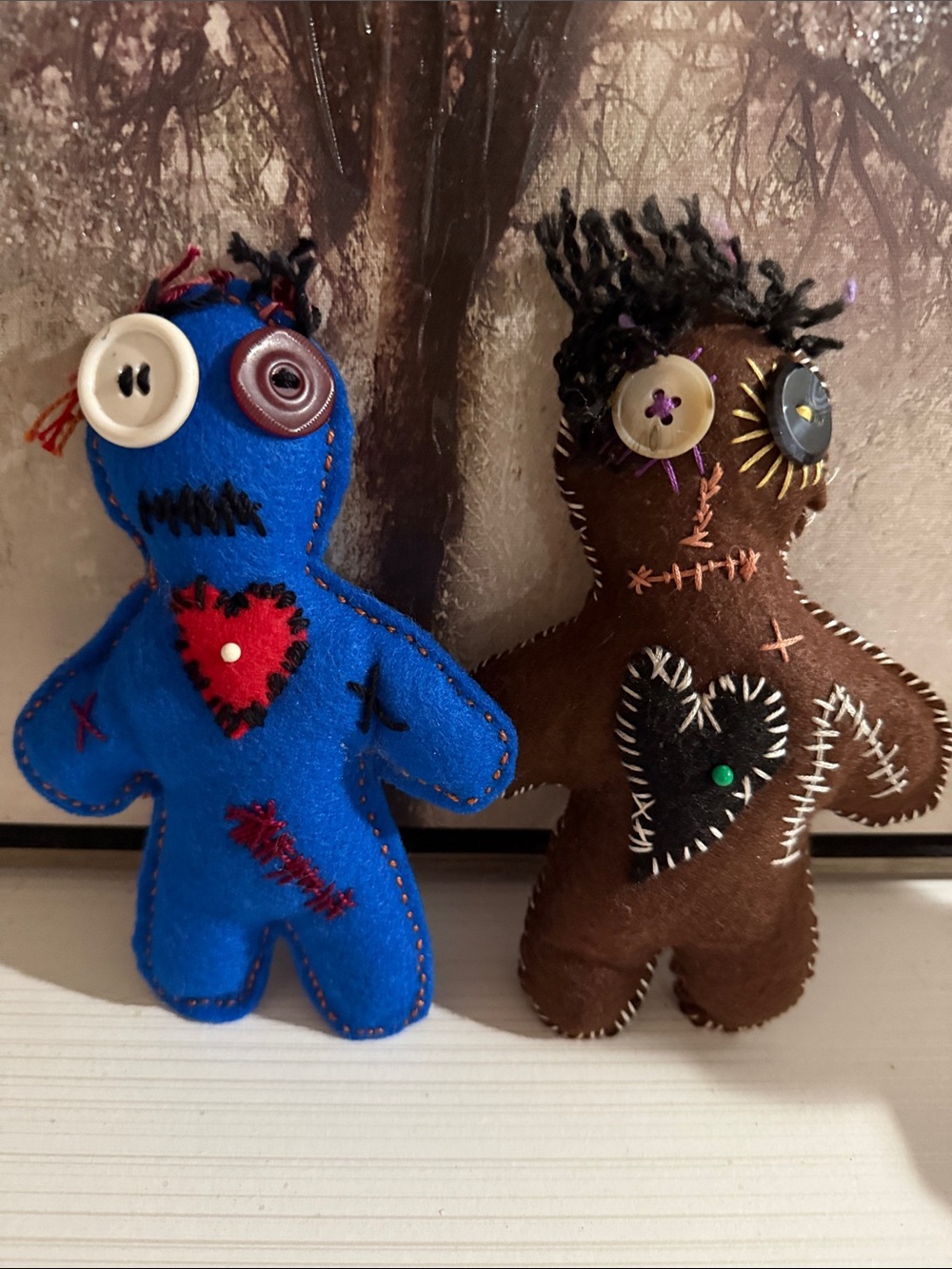 Voodoo dolls, handmade set of two